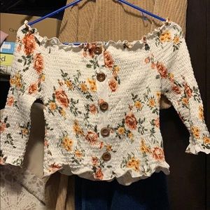 Large Off the Shoulder Flowered Crop Top